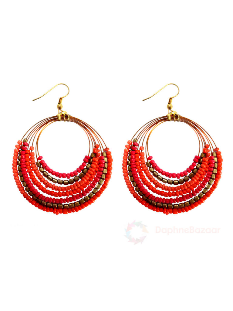 Daphne Chandelier Flexible Orange Beads Earrings for Women