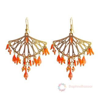 Daphne Chandelier Orange Beads Earrings for Women