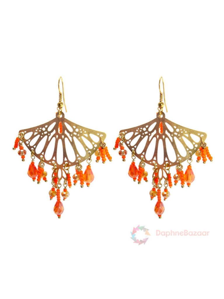 Daphne Chandelier Orange Beads Earrings for Women