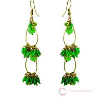 Daphne Fashion Green Beads Dangle Earrings for Women, Gift For Wife