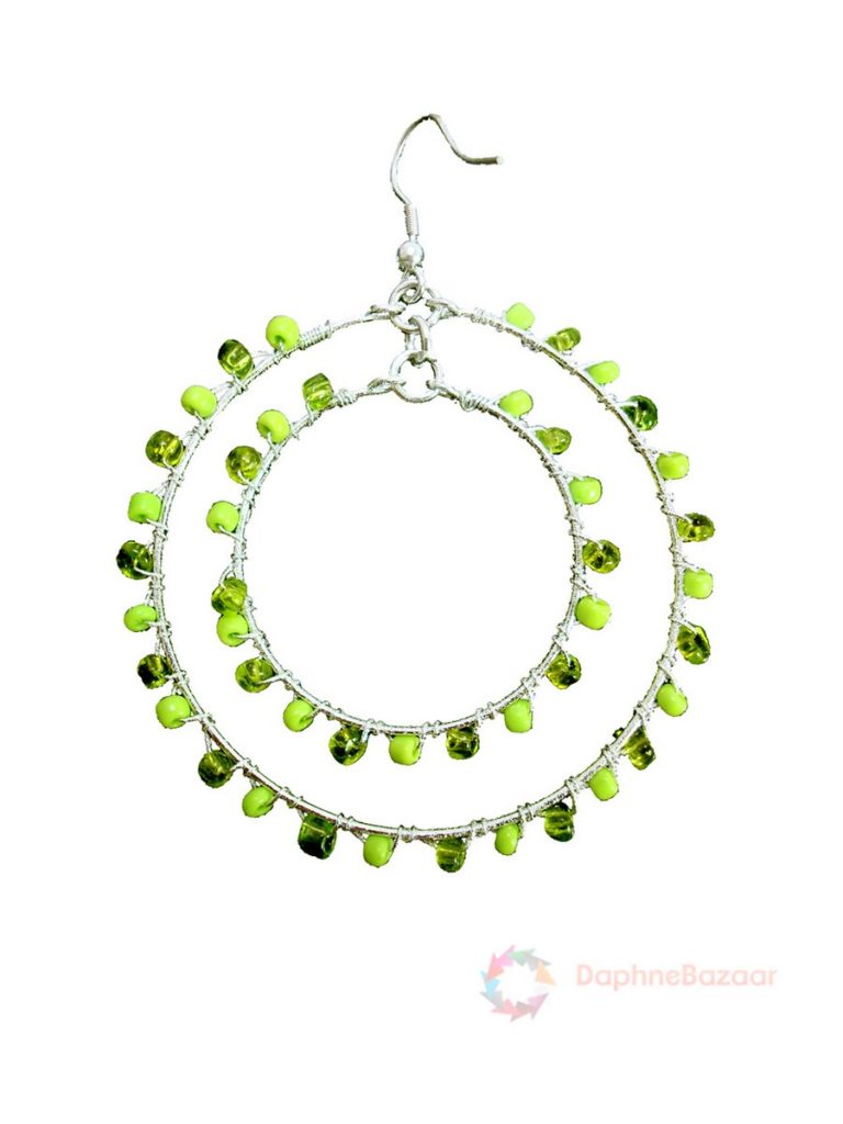 Daphne Fashion Green Beads Loop Hanging for Women, Gift For Wife - Close up
