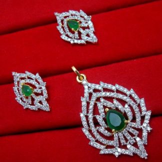 Daphne Party Wear Green Zircon Pendant Earrings for Anniversary gift for Women