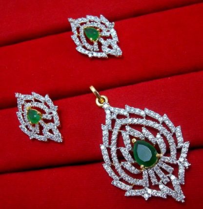 Daphne Party Wear Green Zircon Pendant Earrings for Anniversary gift for Women