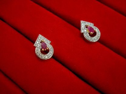 Daphne Party Wear Pink Crystal Zircon Earrings for Anniversary Gift