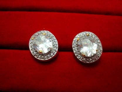 Daphne Zircon Oval Earrings, Anniversary Gift for Women