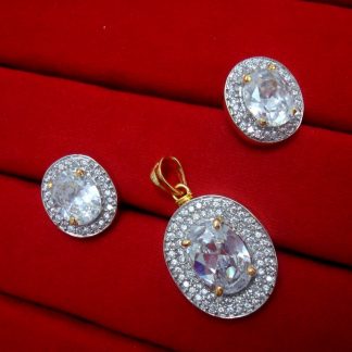 Daphne Zircon Oval Pendant and Earrings, Anniversary Gift for Women