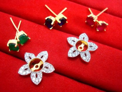 6 in 1 Cute Flower Changeable Studded Zircon Earrings - FRAME