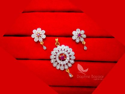 AD23, Daphne Pink Flower Pendant Earrings for Cute Anniversary Gift
