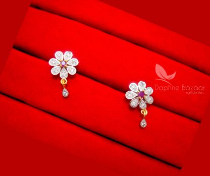 AD23, Daphne Pink Flower Pendant Earrings for Cute Anniversary Gift - EARRINGS