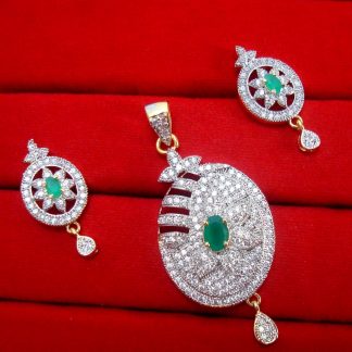 Daphne Charming Green Zircon Studded Pendant Earrings for Women