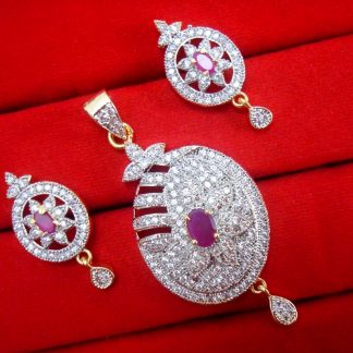 Daphne Charming Pink Zircon Studded Pendant Earrings for Women