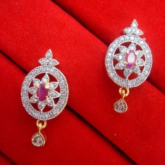 Daphne Charming Pink Zircon Studded Pendant Earrings for Women - EARRINGS