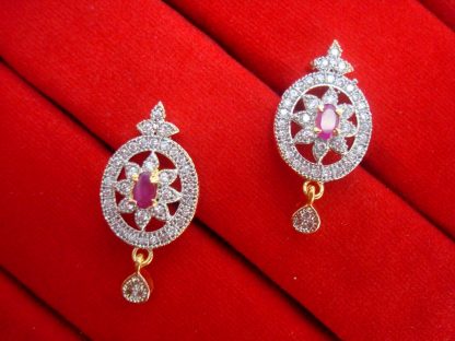 Daphne Charming Pink Zircon Studded Pendant Earrings for Women - EARRINGS