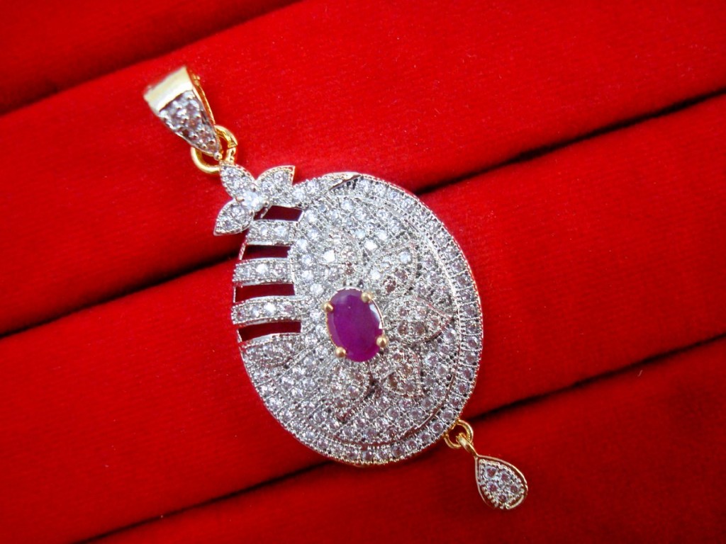 Daphne Charming Pink Zircon Studded Pendant Earrings for Women - PENDANT