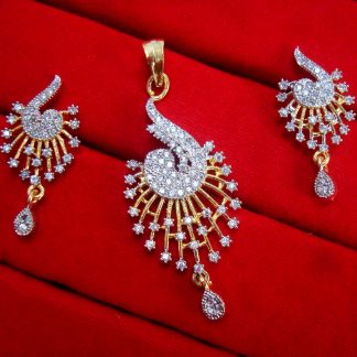 Daphne Designer Zircon Pendant and Earrings for Women, For Rakhi Gift