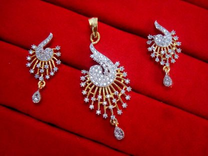 Daphne Designer Zircon Pendant and Earrings for Women, For Rakhi Gift