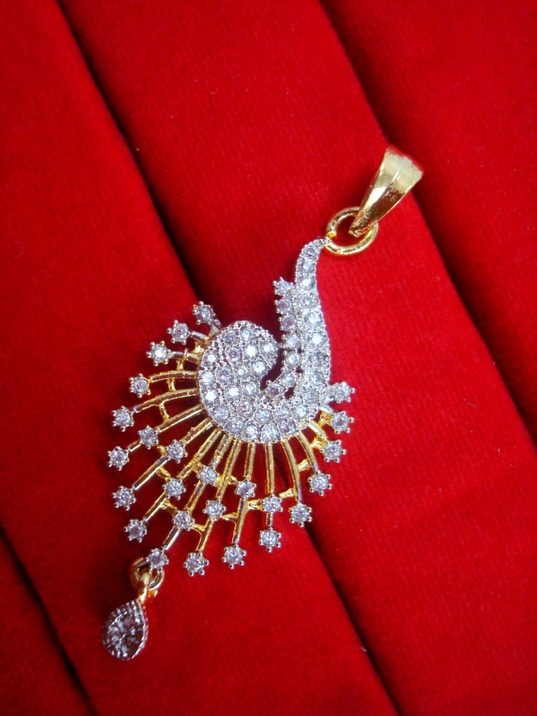 Daphne Designer Zircon Pendant and Earrings for Women, For Rakhi Gift - PENDANT
