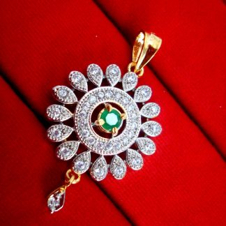 Daphne Green Flower Pendant Earrings for Cute Rakhi Gift - PENDANT
