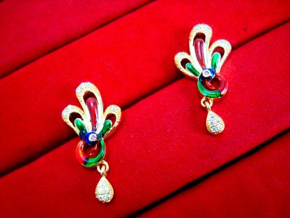 Daphne New Designer Golden Peacock Meenakari Earrings