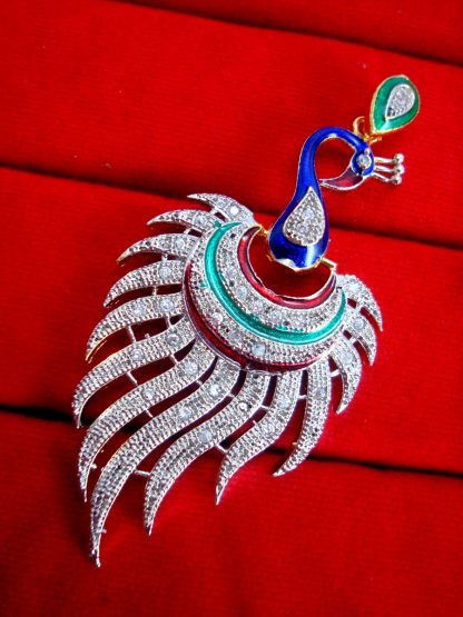 Daphne Peacock Zircon Meenakari Pendant