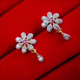 Daphne Pink Flower Pendant Earrings for Cute Rakhi Gift - EARRINGS