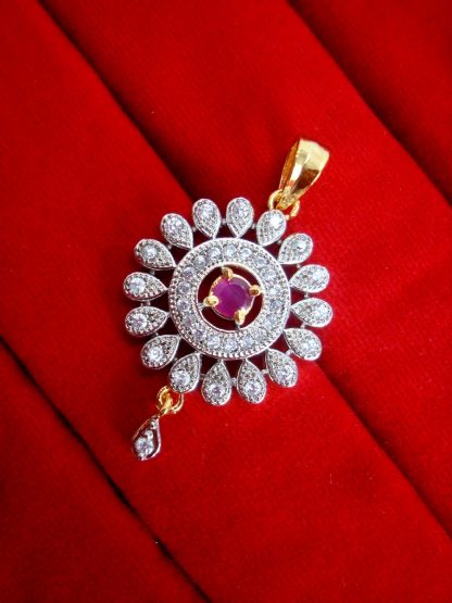 Daphne Pink Flower Pendant Earrings for Cute Rakhi Gift - PENDANT