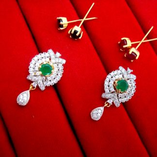 Daphne Six In One Changeable Zircon Earrings for Raksha Bandhan Return Gift - Green
