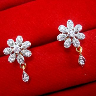 Daphne Zircon Flower Pendant Earrings for Cute Rakhi Gift - EARRINGS