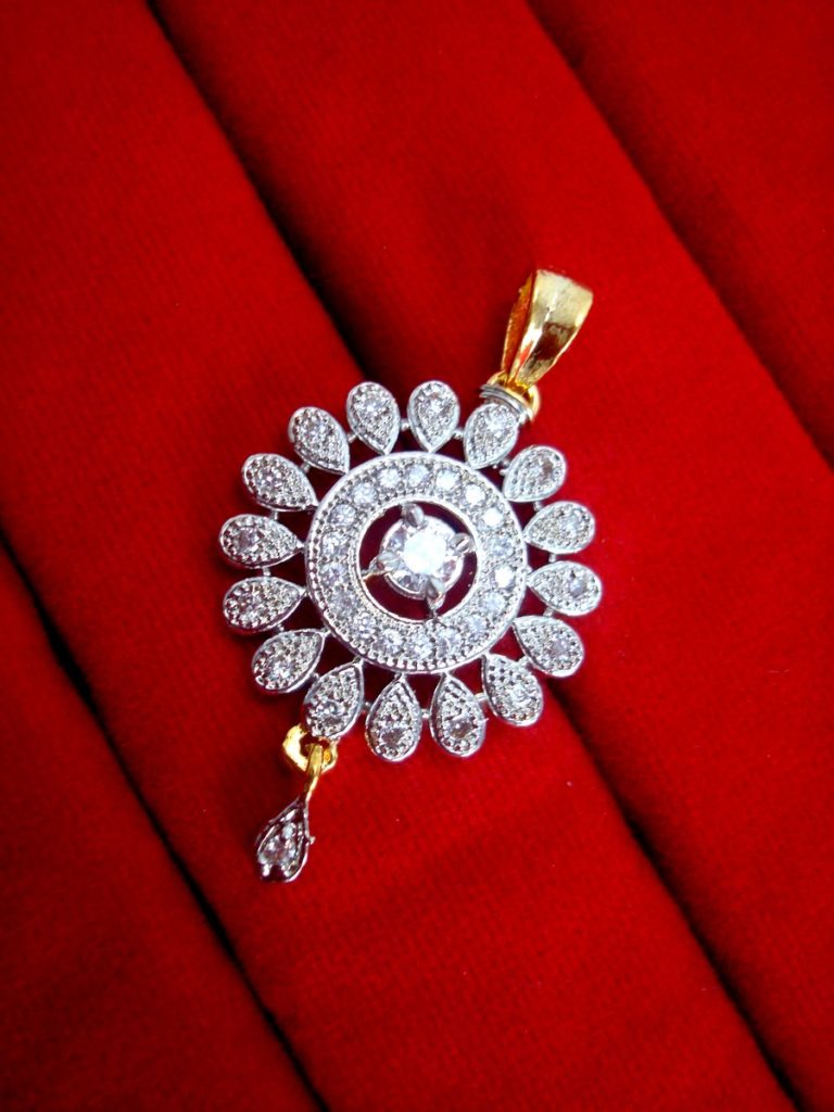 Daphne Zircon Flower Pendant Earrings for Cute Rakhi Gift - PENDANT