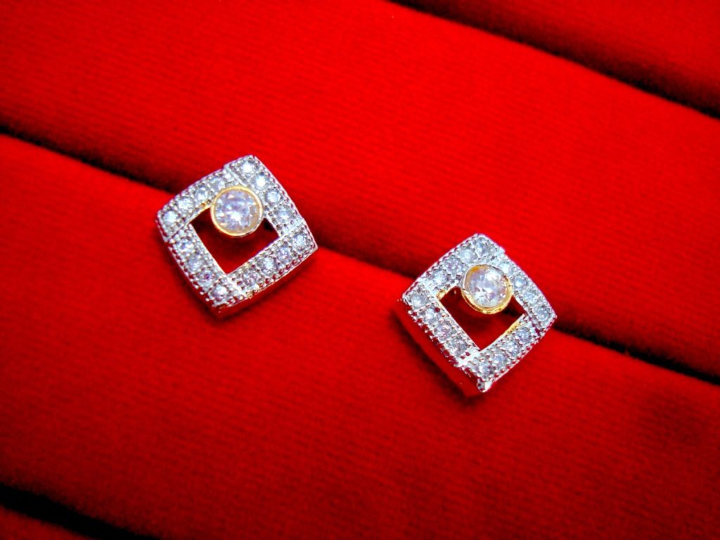 Daphne Zircon Studded Edge Pendant Earrings for Women, Lowest Price - EARRINGS