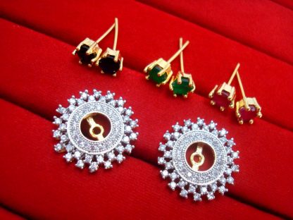 SixInOne Changeable Studded Zircon Earrings for Women, Best Anniversary Gift. - Frame