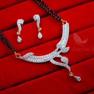 Daphne Leafy Zircon Studded Designer Mangalsutra for Women, Wedding Jewelry, Gift for Wife