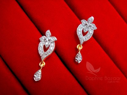 Daphne Zircon Studded Designer Mangalsutra for Women, Wedding Jewelry, Gift for Wife - EARRINGS