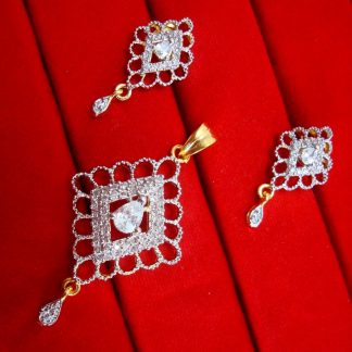 Daphne Crystal Designer Pendant Earrings for Women, Geometrical shaped