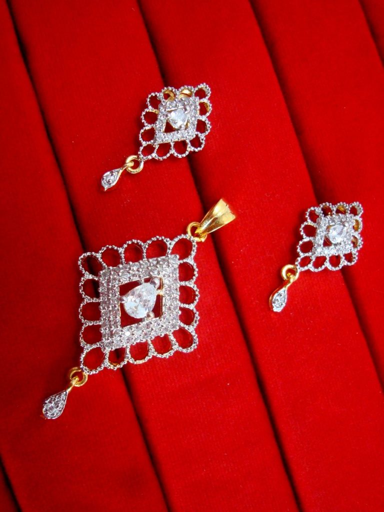 Daphne Crystal Designer Pendant Earrings for Women, Geometrical shaped