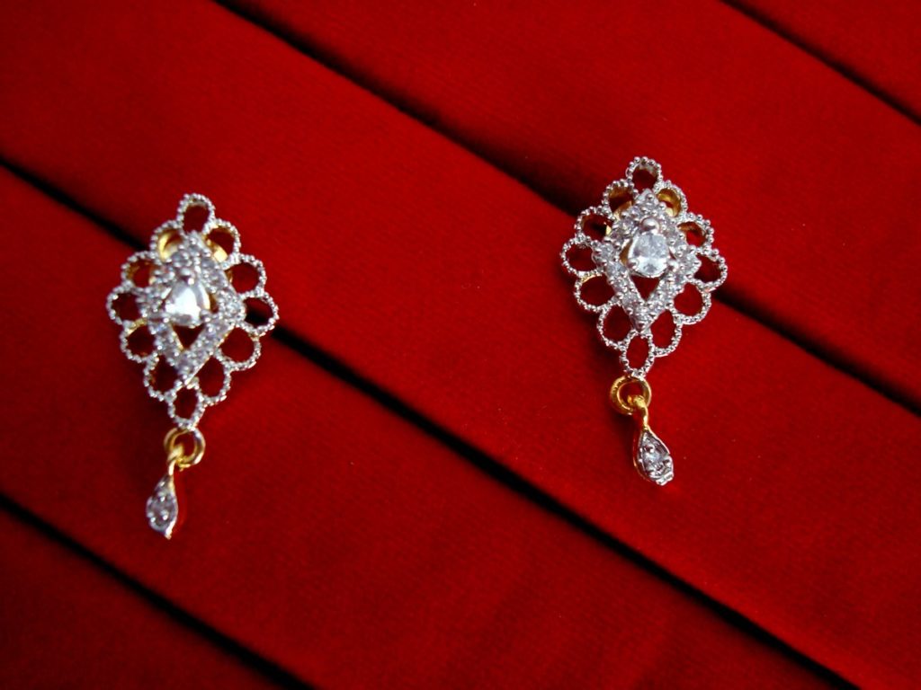 Daphne Crystal Designer Pendant Earrings for Women, Geometrical shaped - EARRINGS