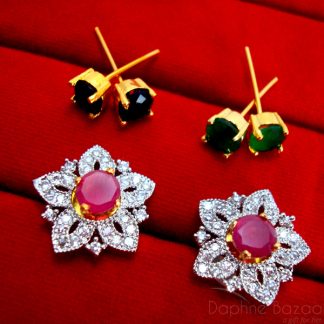 Daphne Cute SixInOne Changeable Zircon Earrings for Women - PINK