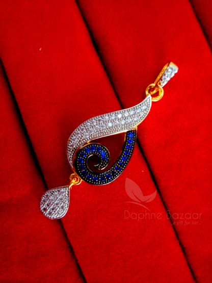Daphne Designer Silver Blue Zircon Studded Pendant Earrings for Women - PENDANT