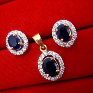 Daphne Fascinating Blue Zircon Pendant and Earrings, Gift for Wife