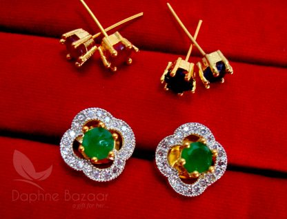 Daphne Lovable SixInOne Changeable Zircon Earrings for Women - GREEN