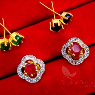 Daphne Lovable SixInOne Changeable Zircon Earrings for Women - PINK