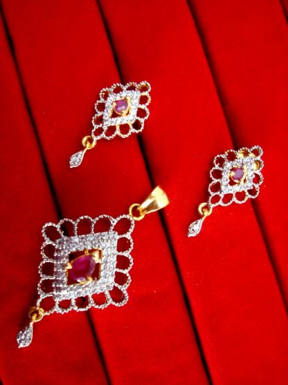 Daphne Pink Designer Pendant Earrings for Women, Geometrical shaped