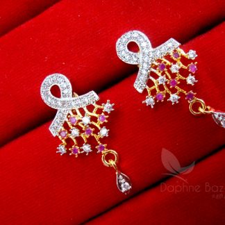 Daphne Pink Zircon Pendant and Earrings for Women - Earrings