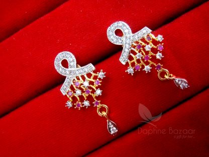 Daphne Pink Zircon Pendant and Earrings for Women - Earrings