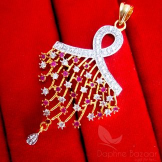 Daphne Pink Zircon Pendant and Earrings for Women - Pendant