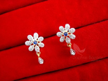 Daphne Zircon Blue Flower Cute Pendant Earrings for Anniversary Gift - EARRINGS
