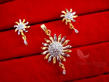 Daphne Zircon Studded Spike Pendant Earrings for Women