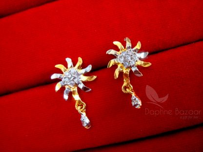 Daphne Zircon Studded Spike Pendant Earrings for Women - EARRINGS