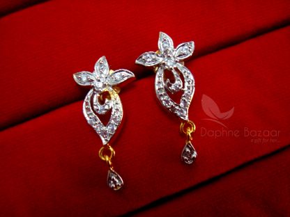 Daphne Flora Art Zircon Leafs Mangalsutra set - EARRINGS