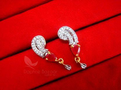 Daphne Pink Art Zircon Mangalsutra Set - EARRINGS